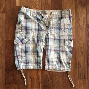 Plaid cargo shorts